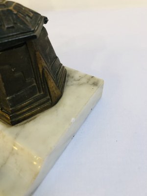 French Art Deco Inkwell With Marble Base, 1920s-RZY-1259465