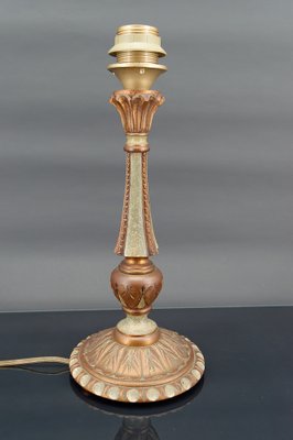 French Art Deco Lamp in Green Painted Wood and Copper Patina, 1920-XNH-1804547