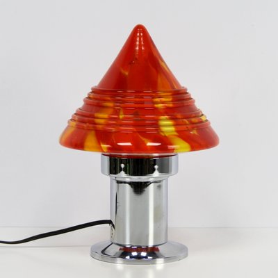 French Art Deco Lamp with Splashed Glass-NE-1072941