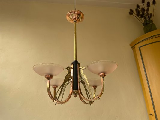 French Art Deco Les Pheasants Hanging Light, 1930-OFB-2032219