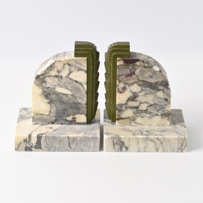 French Art Deco Marble Bookends, 1930s, Set of 2-IXK-1799615