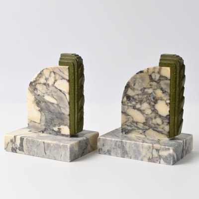 French Art Deco Marble Bookends, 1930s, Set of 2-IXK-1799615