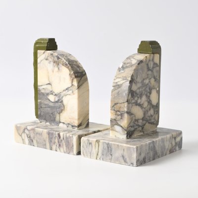 French Art Deco Marble Bookends, 1930s, Set of 2-IXK-1799615