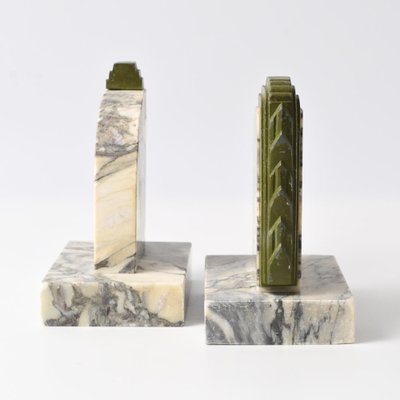 French Art Deco Marble Bookends, 1930s, Set of 2-IXK-1799615