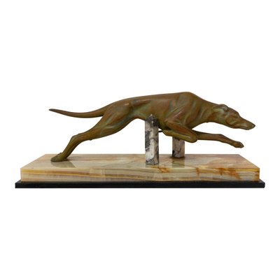 French Art Deco Marble Spelter Greyhound, 1930s-RIU-1395993