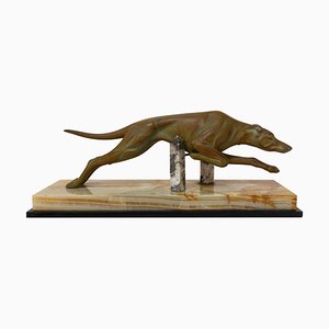 French Art Deco Marble Spelter Greyhound, 1930s-RIU-1395993