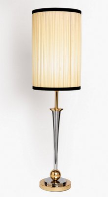 French Art Deco Nickel and Golden Brass Lamp in the Style of Mazda-QRS-1261271