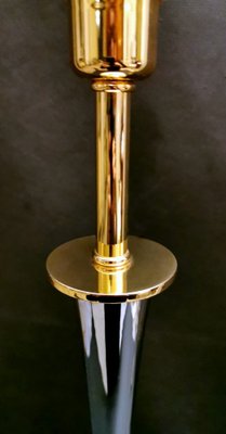 French Art Deco Nickel and Golden Brass Lamp in the Style of Mazda-QRS-1261271