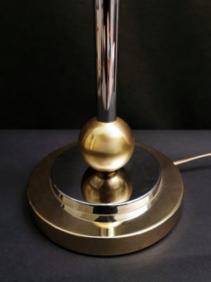 French Art Deco Nickel and Golden Brass Lamp in the Style of Mazda-QRS-1261271