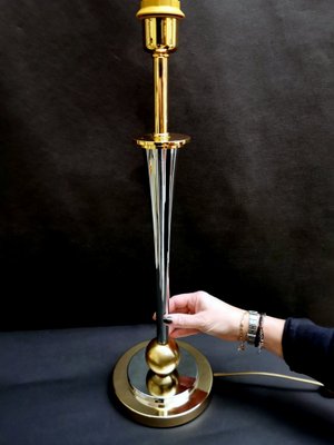 French Art Deco Nickel and Golden Brass Lamp in the Style of Mazda-QRS-1261271