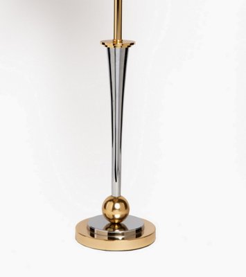 French Art Deco Nickel and Golden Brass Lamp in the Style of Mazda-QRS-1261271