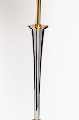 French Art Deco Nickel and Golden Brass Lamp in the Style of Mazda-QRS-1261271