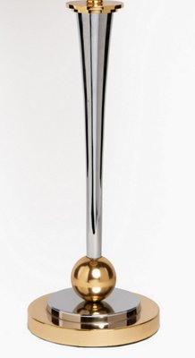 French Art Deco Nickel and Golden Brass Lamp in the Style of Mazda-QRS-1261271