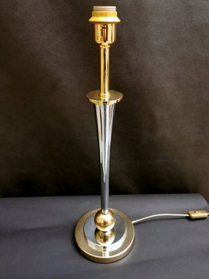 French Art Deco Nickel and Golden Brass Lamp in the Style of Mazda-QRS-1261271