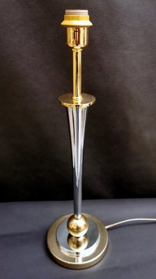 French Art Deco Nickel and Golden Brass Lamp in the Style of Mazda-QRS-1261271