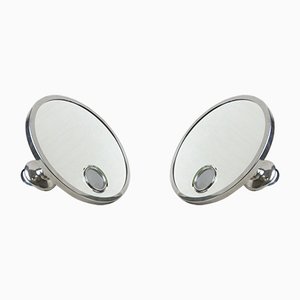 French Art Deco Nickel Le Mirophar Wall Mirrors with Magnifying Element & Light from Brot, Set of 2-EY-900187