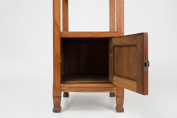 French Art Deco Nightstand in Oak with Pink Marble Top, 1930-YSY-2041970