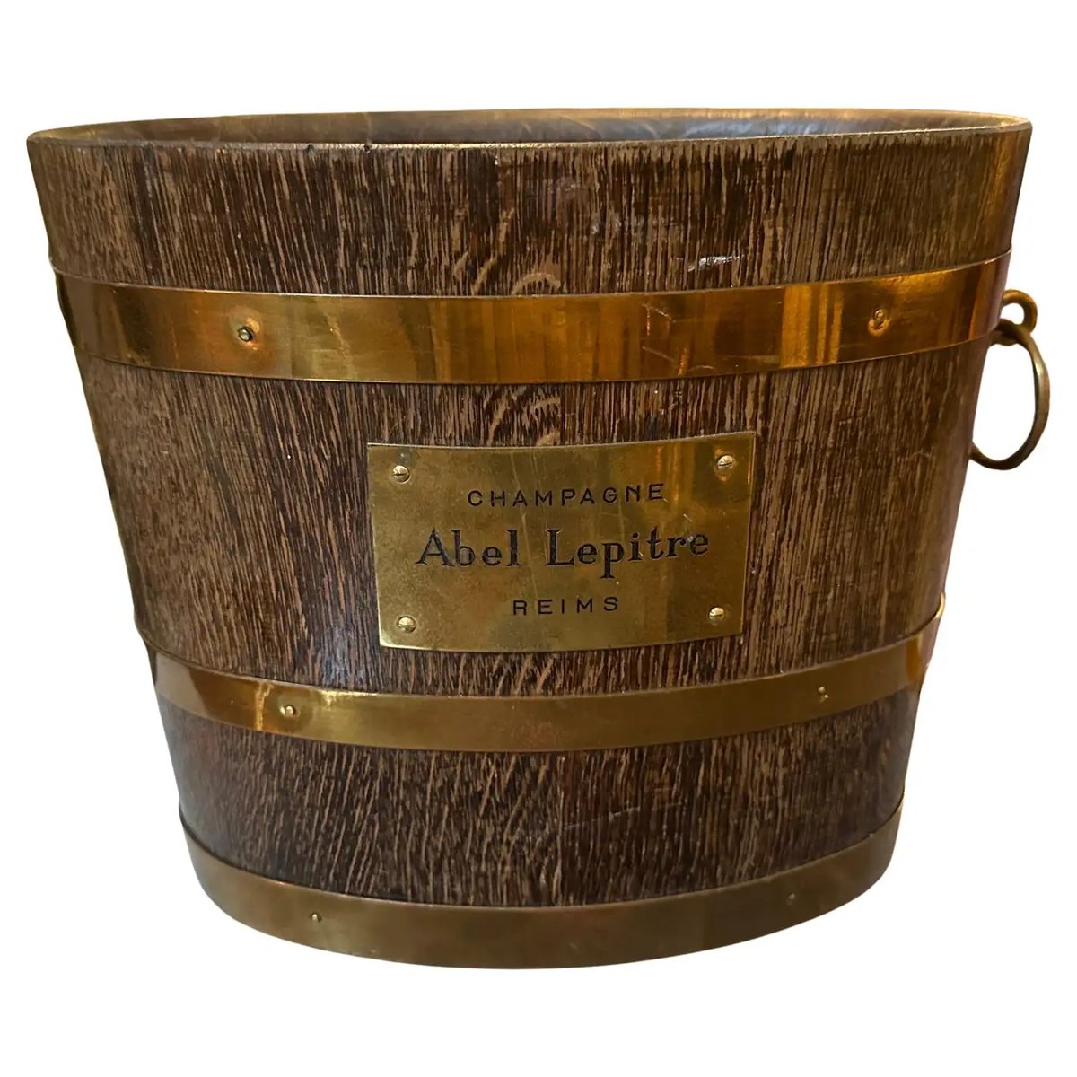 French Art Deco Oak and Brass Wine Cooler by G. Lafitte for Abel Lepitre, 1950s