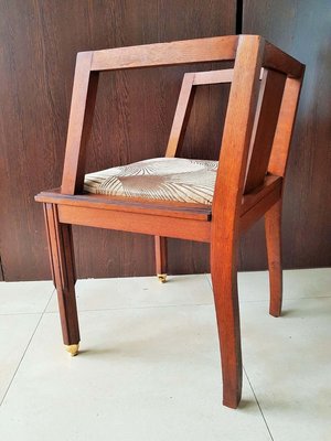 French Art Deco Oak Desk Chair, 1930s-POM-885553