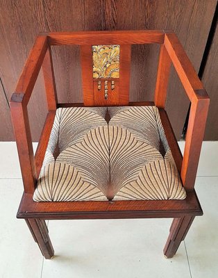 French Art Deco Oak Desk Chair, 1930s-POM-885553