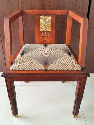 French Art Deco Oak Desk Chair, 1930s-POM-885553