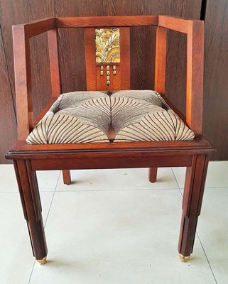 French Art Deco Oak Desk Chair, 1930s-POM-885553