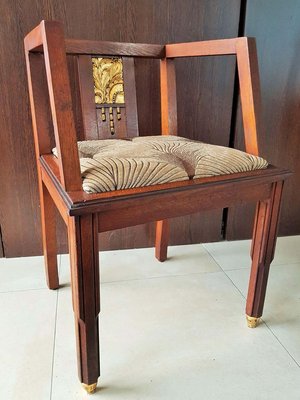 French Art Deco Oak Desk Chair, 1930s-POM-885553