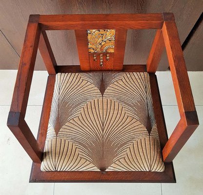 French Art Deco Oak Desk Chair, 1930s-POM-885553