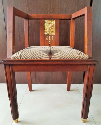 French Art Deco Oak Desk Chair, 1930s-POM-885553