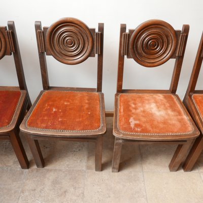 French Art Deco Oak Dining Chairs, Set of 6-JRP-955210