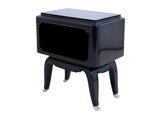 French Art Deco Open Nightstands in Black Piano Lacquer, 1930s-1940s, Set of 2-CXC-1752746