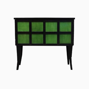 French Art Deco Parchment Emerald Green and Black Wood Sideboard, 1940s-UH-666307