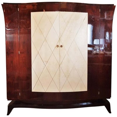 French Art Deco Parchment Wardrobe in the Style of Jean Pascaud, 1930s-POM-885506