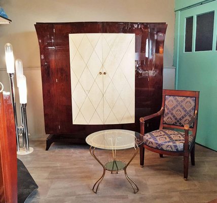 French Art Deco Parchment Wardrobe in the Style of Jean Pascaud, 1930s-POM-885506