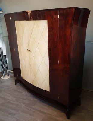 French Art Deco Parchment Wardrobe in the Style of Jean Pascaud, 1930s-POM-885506