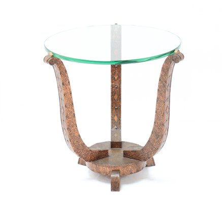 French Art Deco Patinated & Hammered Copper Gueridon Table, 1930s-MY-912529