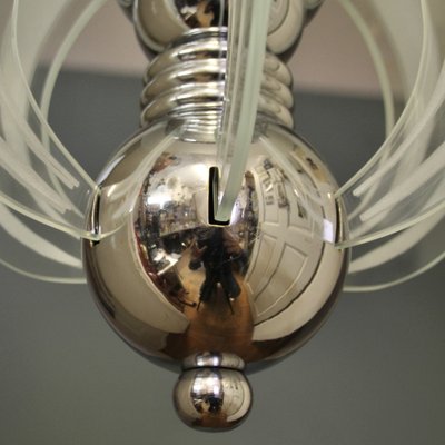 French Art Deco Pendant Lamp in Metal & Glass by Henri Petitot for Maison Petitot, 1930s-SY-1282686