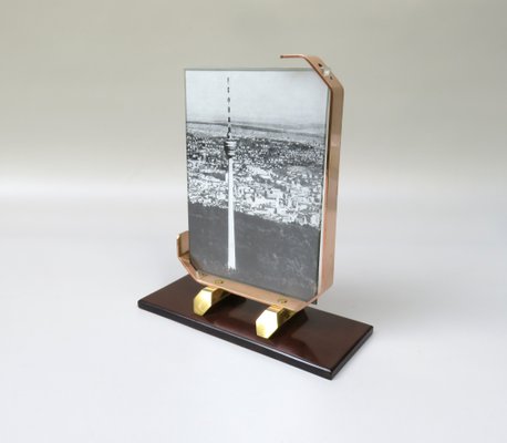 French Art Deco Picture in Brass, Copper & Bakelite-EY-1092259