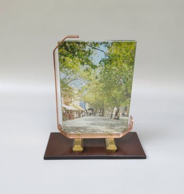 French Art Deco Picture in Brass, Copper & Bakelite-EY-1092259