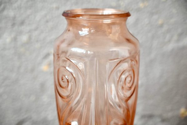 French Art Deco Pink Glass Vase, 1940s-AIU-1802424