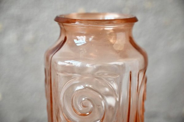 French Art Deco Pink Glass Vase, 1940s-AIU-1802424