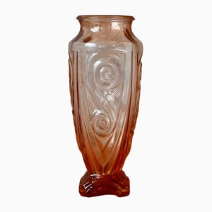 French Art Deco Pink Glass Vase, 1940s-AIU-1802424