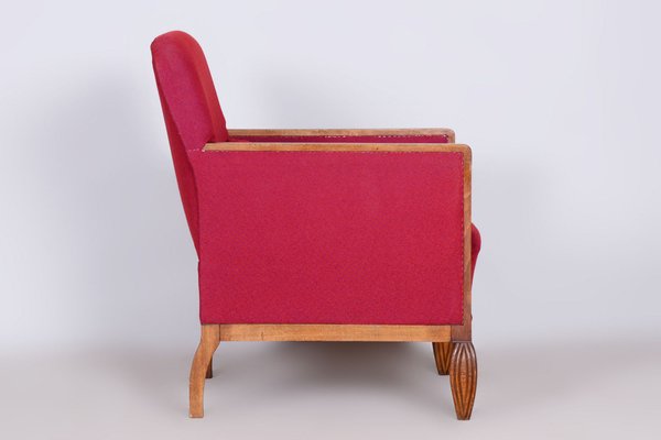 French Art Deco Red Chair in Beech, 1930s-WHY-1734317