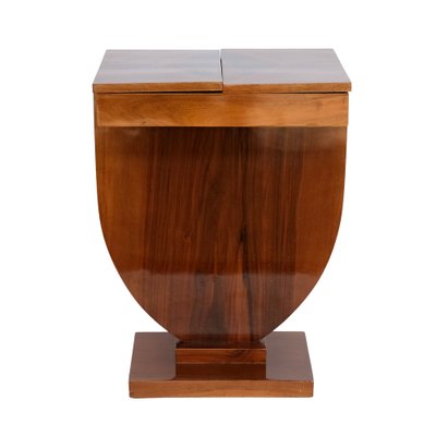 French Art Deco Side Table with Compartments in High Gloss Lacquered Nutwood, 1930s-CXC-1761836