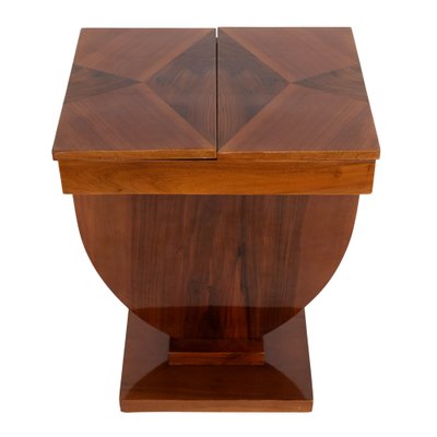 French Art Deco Side Table with Compartments in High Gloss Lacquered Nutwood, 1930s-CXC-1761836