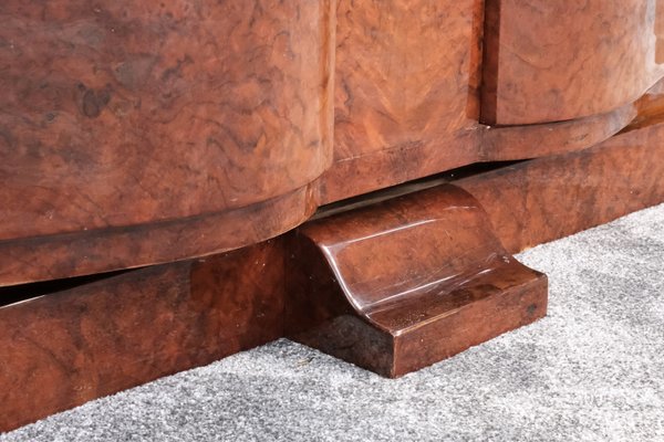 French Art Deco Sideboard in Amboyna Burl Wood with Marble Top, 1930s-CXC-2021364