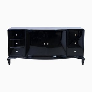 French Art Deco Sideboard in Black Piano Lacquer with Drawers and Doors, 1930s-1940s-CXC-1749519