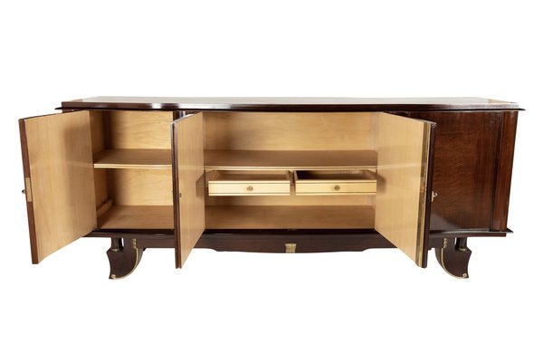 French Art Deco Sideboard with Marquetry and Brass Fittings, 1940s-CXC-1824425