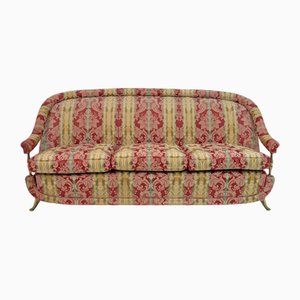 French Art Deco Style Brass and Fabric Sofa, 1950s-FER-1749946