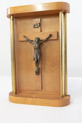 French Art Deco Style Crucifix with Brass Columns, 1950s-RIU-705989